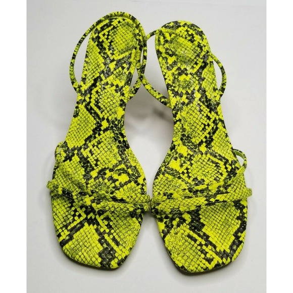 Sold! ✔Zara Lime Green Neon Heeled Sandals - Picture 2 of 7